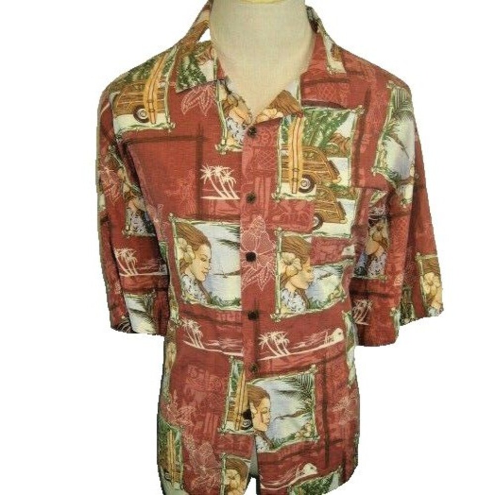 Mens Bermuda Bay Silk Floral Aloha Hawaiian Island Casual Shirt sz XL